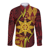 Personalised Tonga Haapai High School Long Sleeve Button Shirt Special Kupesi Pattern LT9 Unisex Gold - Polynesian Pride
