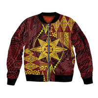 Personalised Tonga Haapai High School Sleeve Zip Bomber Jacket Special Kupesi Pattern LT9 Unisex Gold - Polynesian Pride