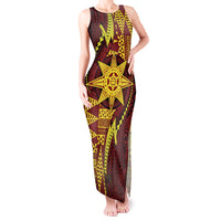 Personalised Tonga Haapai High School Tank Maxi Dress Special Kupesi Pattern LT9 Women Gold - Polynesian Pride