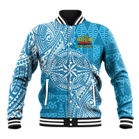 Personalised Tonga Lavengamalie College Baseball Jacket Since 1980 Special Kupesi Pattern LT9 Unisex Blue - Polynesian Pride