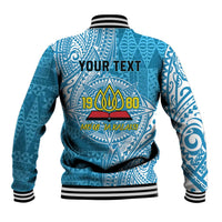 Personalised Tonga Lavengamalie College Baseball Jacket Since 1980 Special Kupesi Pattern LT9 - Polynesian Pride