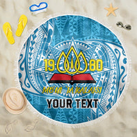 Personalised Tonga Lavengamalie College Beach Blanket Since 1980 Special Kupesi Pattern LT9 One Size 150cm Blue - Polynesian Pride