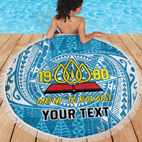 Personalised Tonga Lavengamalie College Beach Blanket Since 1980 Special Kupesi Pattern LT9 - Polynesian Pride