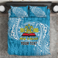 Personalised Tonga Lavengamalie College Bedding Set Since 1980 Special Kupesi Pattern LT9 Blue - Polynesian Pride