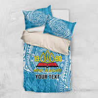Personalised Tonga Lavengamalie College Bedding Set Since 1980 Special Kupesi Pattern LT9 US Twin 172cm x 218cm Blue - Polynesian Pride