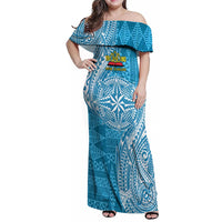 Personalised Tonga Lavengamalie College Family Matching Off Shoulder Maxi Dress and Hawaiian Shirt Since 1980 Special Kupesi Pattern