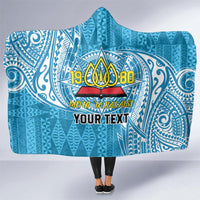 Personalised Tonga Lavengamalie College Hooded Blanket Since 1980 Special Kupesi Pattern LT9 One Size Blue - Polynesian Pride