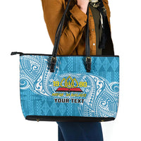 Personalised Tonga Lavengamalie College Leather Tote Bag Since 1980 Special Kupesi Pattern LT9 - Polynesian Pride