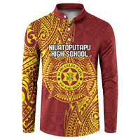 Personalised Tonga Niuatoputapu High School Button Sweatshirt Special Kupesi Pattern LT9 Gold - Polynesian Pride