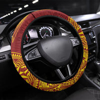 Tonga Niuatoputapu High School Steering Wheel Cover Special Kupesi Pattern LT9 Universal Fit Gold - Polynesian Pride