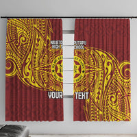 Personalised Tonga Niuatoputapu High School Window Curtain Special Kupesi Pattern LT9 With Hooks Gold - Polynesian Pride