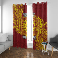 Personalised Tonga Niuatoputapu High School Window Curtain Special Kupesi Pattern LT9 With Grommets Gold - Polynesian Pride