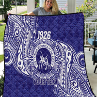 Personalised Tonga Queen Salote College Quilt Kolisi Fefine 1926 Special Kupesi Pattern LT9 Blue - Polynesian Pride