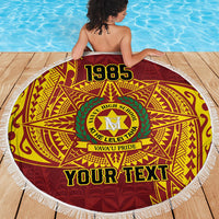 Personalised Tonga Vava'u High School Beach Blanket Since 1985 Special Kupesi Pattern LT9 - Polynesian Pride