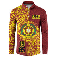 Personalised Tonga Vava'u High School Button Sweatshirt Since 1985 Special Kupesi Pattern LT9 Red - Polynesian Pride