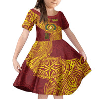 Personalised Tonga Vava'u High School Family Matching Summer Maxi Dress and Hawaiian Shirt Since 1985 Special Kupesi Pattern LT9 Daughter's Dress Red - Polynesian Pride
