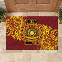 Personalised Tonga Vava'u High School Rubber Doormat Since 1985 Special Kupesi Pattern LT9 Red - Polynesian Pride