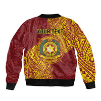Personalised Tonga Vava'u High School Sleeve Zip Bomber Jacket Since 1985 Special Kupesi Pattern LT9 - Polynesian Pride