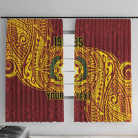 Personalised Tonga Vava'u High School Window Curtain Since 1985 Special Kupesi Pattern LT9 With Hooks Red - Polynesian Pride