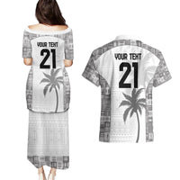 Custom Fiji Rugby Couples Matching Puletasi and Hawaiian Shirt History Champions World Cup 7s - White