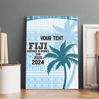 Custom Fiji Rugby Canvas Wall Art History Champions World Cup 7s - Bllue