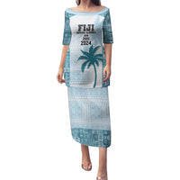 Custom Fiji Rugby Family Matching Puletasi and Hawaiian Shirt History Champions World Cup 7s - Bllue