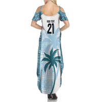 Custom Fiji Rugby Summer Maxi Dress History Champions World Cup 7s - Bllue