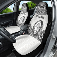 Custom Rugby Fiji National Heritage Car Seat Cover White Traditional Masi Inspired