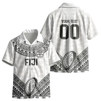 Custom Rugby Fiji National Heritage Kid Hawaiian Shirt White Traditional Masi Inspired LT9 - Polynesian Pride