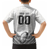 Custom Rugby Fiji National Heritage Kid Hawaiian Shirt White Traditional Masi Inspired LT9 - Polynesian Pride