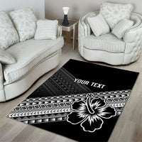 Custom Rugby Fiji Area Rug Black Traditional Masi Inspired