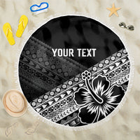 Custom Rugby Fiji Beach Blanket Black Traditional Masi Inspired