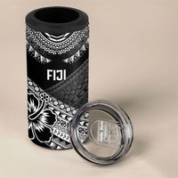 Custom Rugby Fiji 4 in 1 Can Cooler Tumbler Black Traditional Masi Inspired