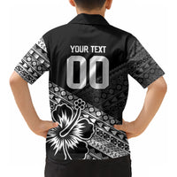 Custom Rugby Fiji Kid Hawaiian Shirt Black Traditional Masi Inspired LT9 - Polynesian Pride
