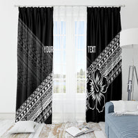 Custom Rugby Fiji Window Curtain Black Traditional Masi Inspired
