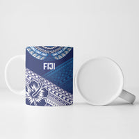 Custom Rugby Fiji Ceramic Mug Blue Traditional Masi Inspired