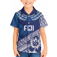 Custom Rugby Fiji Hawaiian Shirt Blue Traditional Masi Inspired LT9 - Polynesian Pride