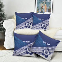 Custom Rugby Fiji Pillow Cover Blue Traditional Masi Inspired