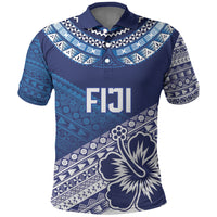 Custom Rugby Fiji Polo Shirt Blue Traditional Masi Inspired LT9 Blue - Polynesian Pride