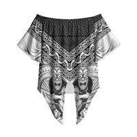 Custom Rugby New Zealand Black Fern Off Shoulder Wrap Waist Top Niho Taniwha Inspired LT9 White - Polynesian Pride