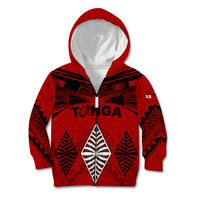 Tonga Rugby Kid Hoodie Proud Tongan Ngatu Kupesi World Cup 2023 No2 LT9 Zip Hoodie Black - Polynesian Pride