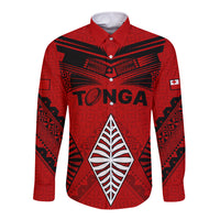 Tonga Rugby Long Sleeve Button Shirt Proud Tongan Ngatu Kupesi World Cup 2023 No2 LT9 Unisex Black - Polynesian Pride