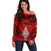 Custom Tonga Rugby Off Shoulder Sweater Proud Tongan Ngatu Kupesi World Cup 2023 No2 LT9 Women Black - Polynesian Pride