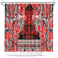 Aotearoa Iwi Ngapuhi Shower Curtain Maori Wharenui House Tribal Pattern LT9 Red - Polynesian Pride