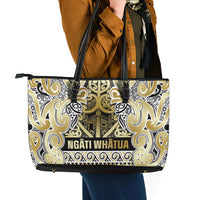 Aotearoa Iwi Ngati Whatua Leather Tote Bag Maori Wharenui House Tribal Pattern LT9 - Polynesian Pride