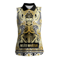 Aotearoa Iwi Ngati Whatua Women Sleeveless Polo Shirt Maori Wharenui House Tribal Pattern LT9 Female Gold - Polynesian Pride