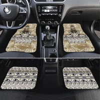 Aotearoa Iwi Waikato Tainui Car Mats Maori Wharenui House Tribal Pattern LT9 Set 4pcs Light Gold - Polynesian Pride