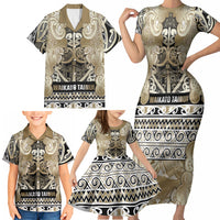 Aotearoa Iwi Waikato Tainui Family Matching Short Sleeve Bodycon Dress and Hawaiian Shirt Maori Wharenui House Tribal Pattern LT9 - Polynesian Pride