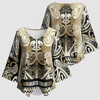Aotearoa Iwi Waikato Tainui Kimono Sleeve Blouse Maori Wharenui House Tribal Pattern LT9 - Polynesian Pride