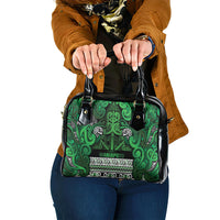 Aotearoa Iwi Ngati Maniapoto Shoulder Handbag Maori Wharenui House Tribal Pattern LT9 One Size Dark green - Polynesian Pride